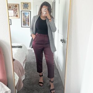 My Story Burgundy Satin Trouser Pants
